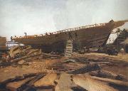 Winslow Homer Shipbuilding at Gloucester (mk44) Spain oil painting artist